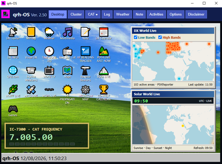 qrh-OS initial desktop screen
