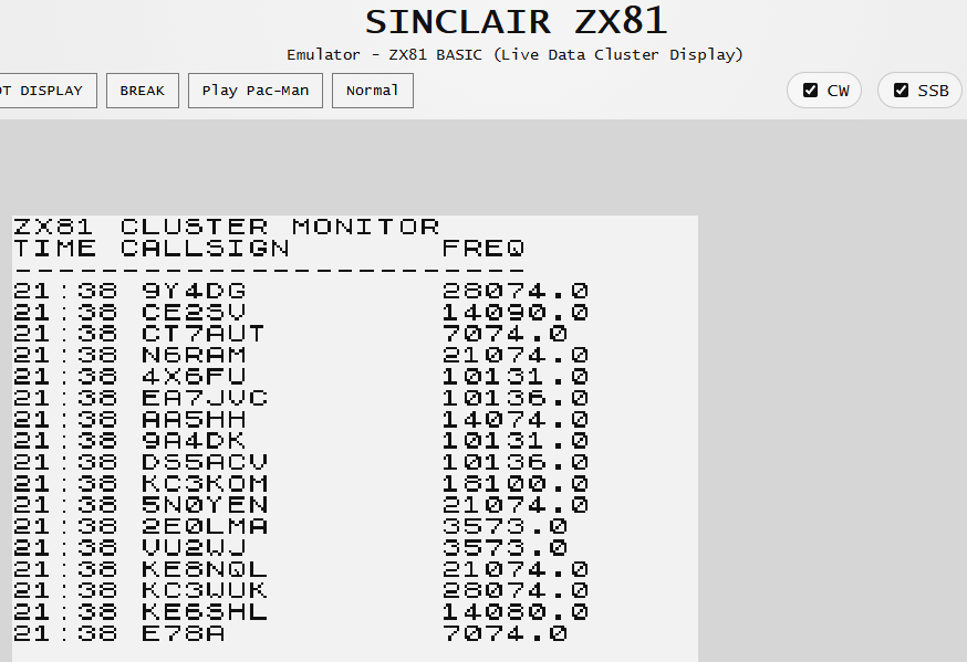 ZX-81 cluster emulator